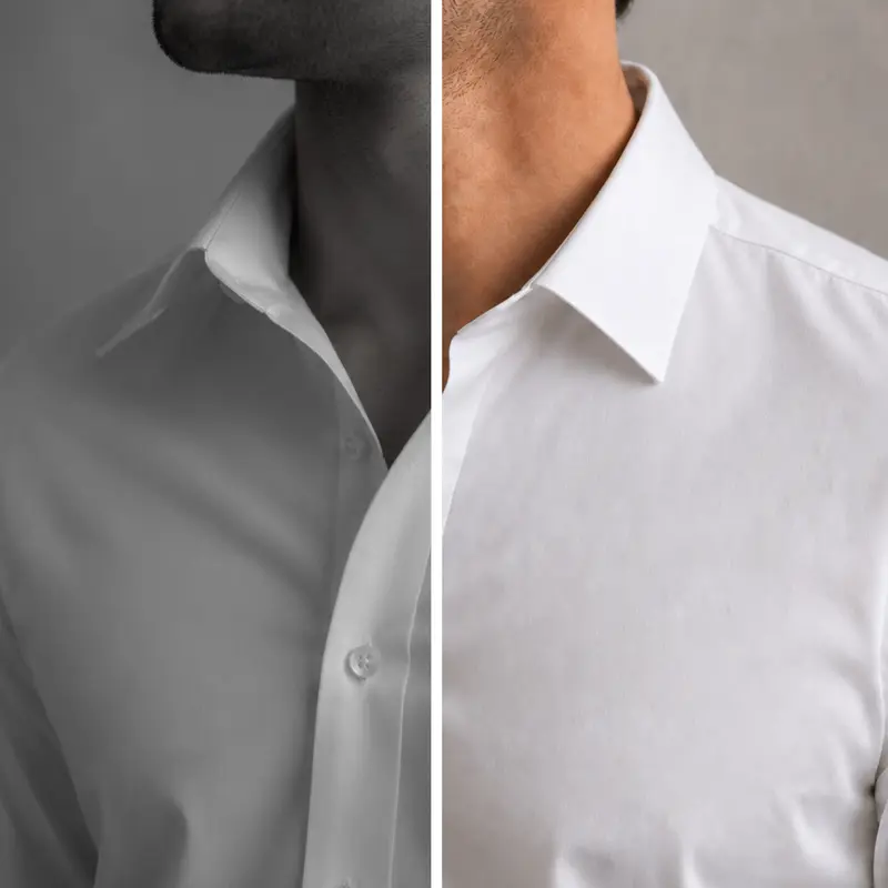 Man pointing at his messy collar